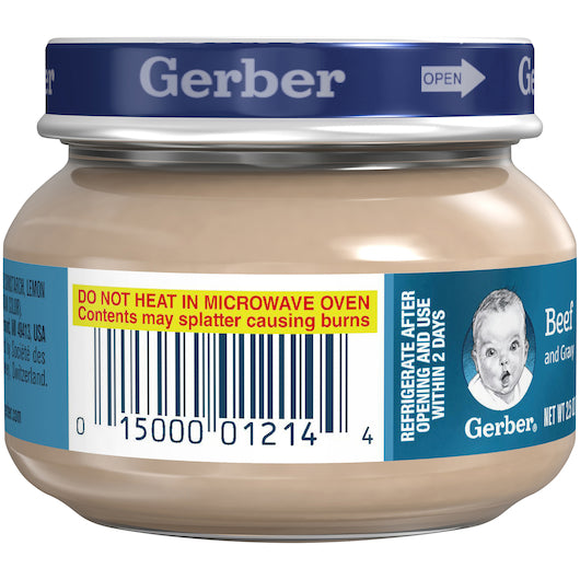 Gerber 2nd Foods Beef & Gravy Baby Food Jars 2.5 Ounce Size - 10 Per Case.