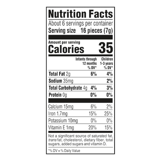 Gerber Lil' Crunchies Mild Cheddar Baked Grain Snack Baby Food 1.48 Ounce Size - 6 Per Case.