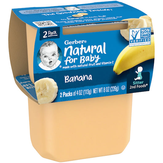 (2 pack of 4 Oz) Gerber 2nd Foods Banana Baby Food 8 Ounce Size - 8 Per Case.