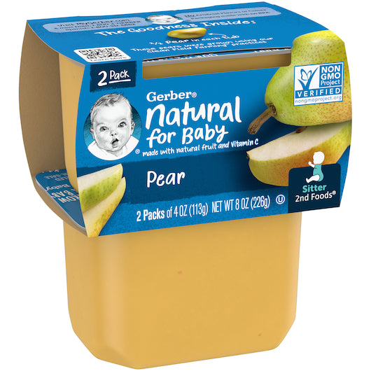 (2 pack of 4 Oz) Gerber 2nd Foods Pear Baby Food 8 Ounce Size - 8 Per Case.