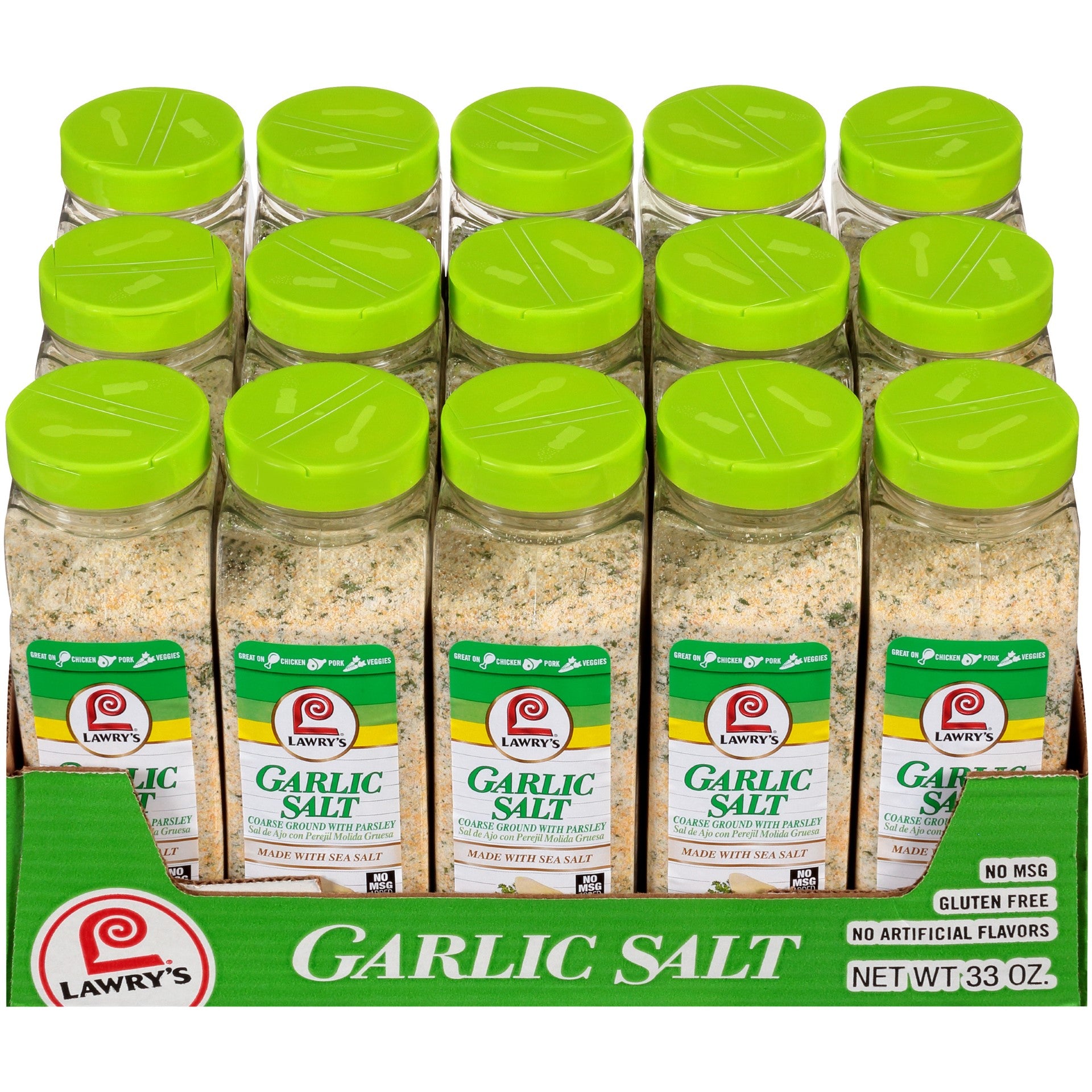 Lawry's Garlic Salt With Parsley 33 Ounce Size - 15 Per Case.