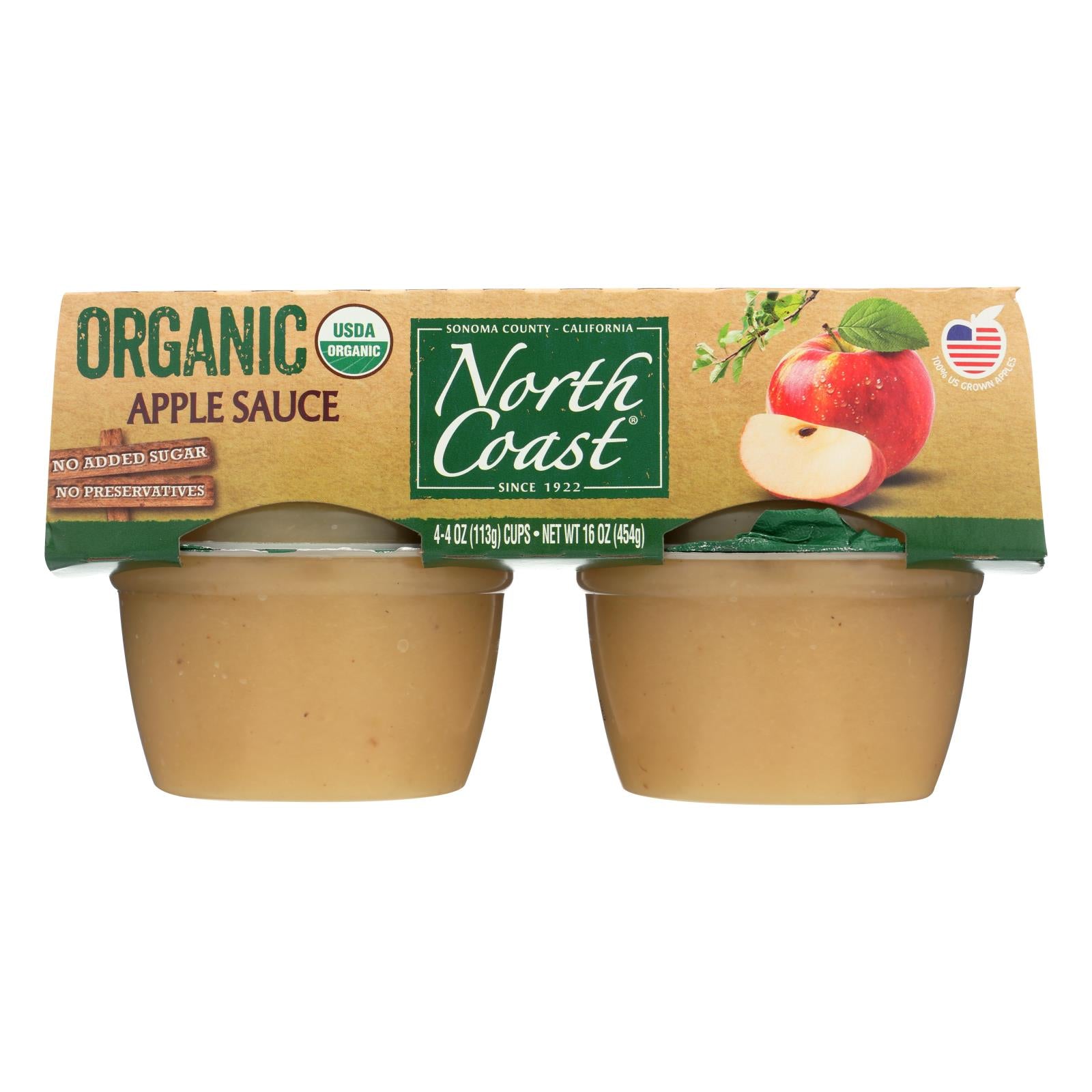 North Coast Organic Applesauce - Case of 12 - 4/4 Ounce