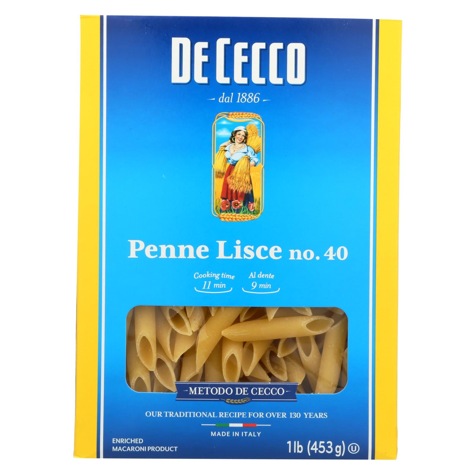 De Cecco Pasta - Pasta - Penne Lisce - Case of 12 - 16 Ounce