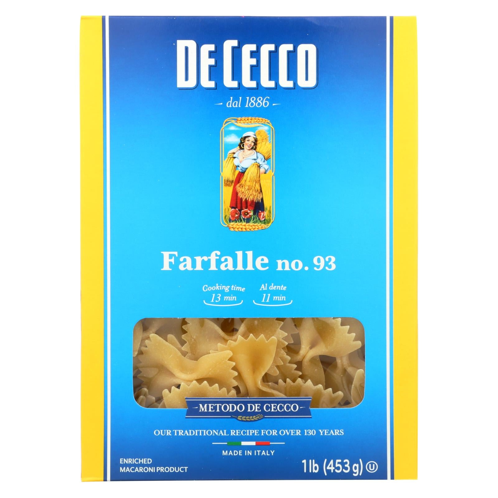 De Cecco Pasta - Pasta - Farfalle - Bowties - Case of 12 - 16 Ounce