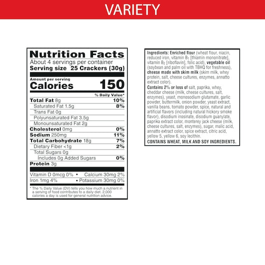 Cheez-It DuBacon & Cheddar Cheese Crackers, 4.3 Ounces - 6 Per Case.