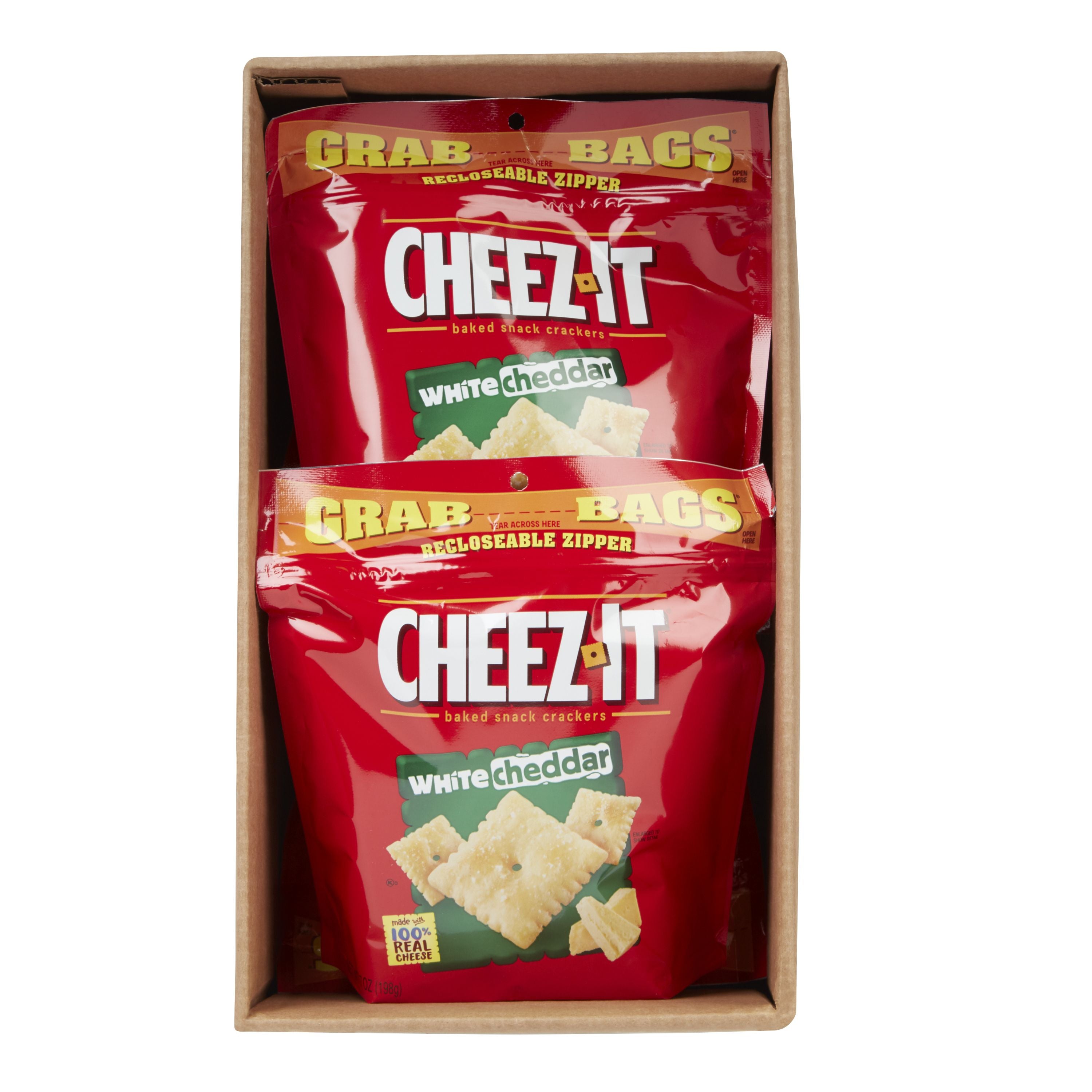 Cheez-It Grab Bag Recloseable White Cheddar Crackers, 7 Ounces - 6 Per Case.