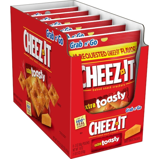 Kellogg's Cheez-It Crackers Extra Toasty, 3 Ounces - 36 Per Case.
