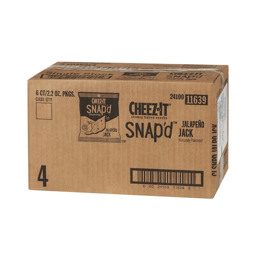 Kellogg's Cheez It Snap'd Jalapeno Jack Crackers, 2.2 Ounce Size - 6 Per Case.