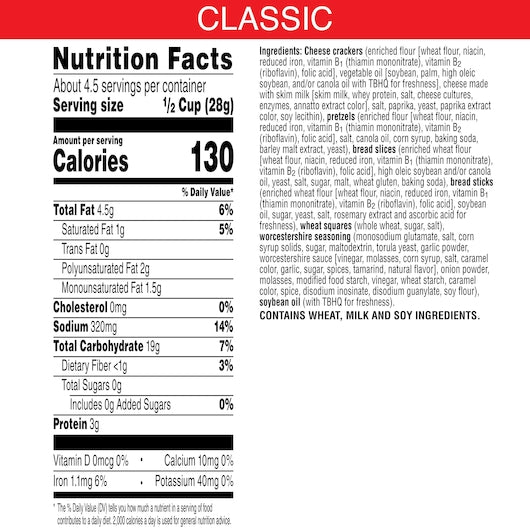 Kellogg's Cheez-It Crackers Classic Snack Mix, 4.5 Ounces - 6 Per Case.