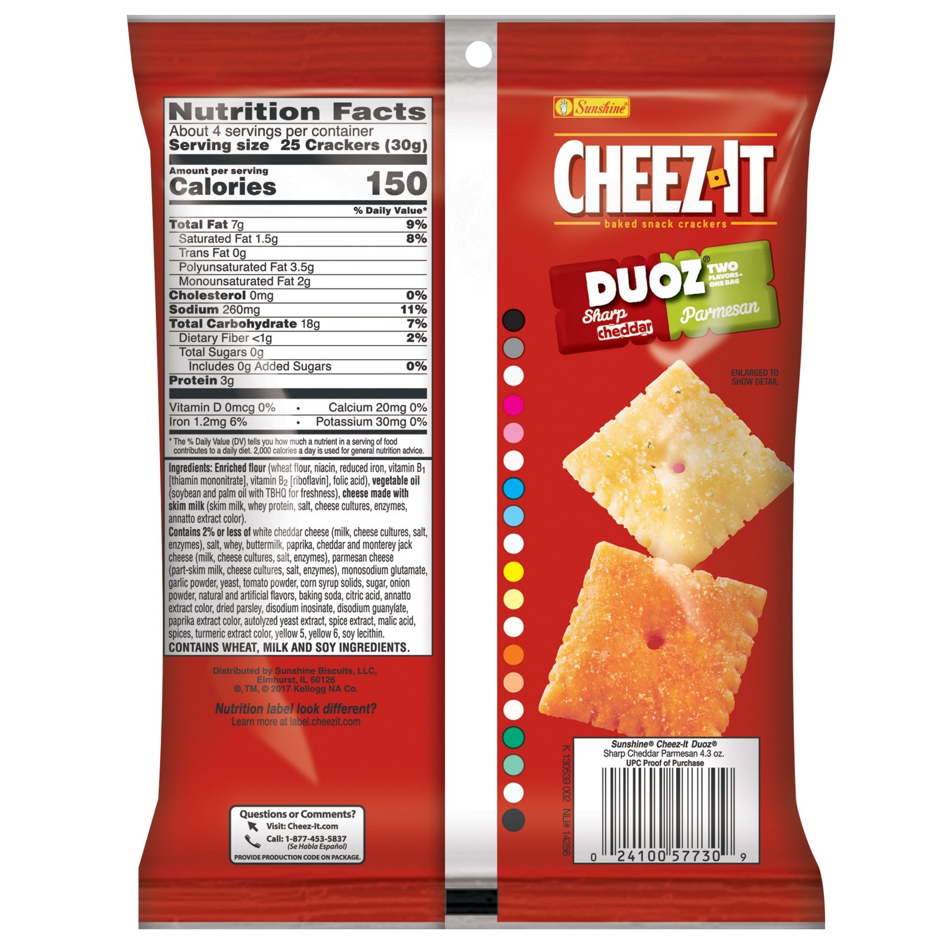 Cheez-It Sharp Cheddar & Parmesan Snack Mix, 4.3 Ounces - 6 Per Case.