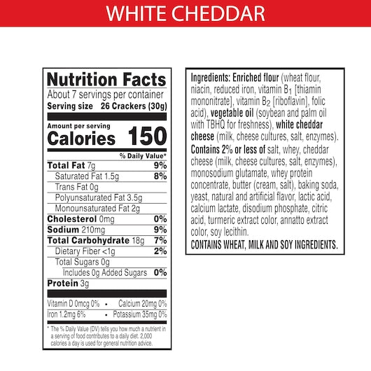 Kellogg's Cheez-It White Cheddar Crackers, 7 Ounces - 12 Per Case.