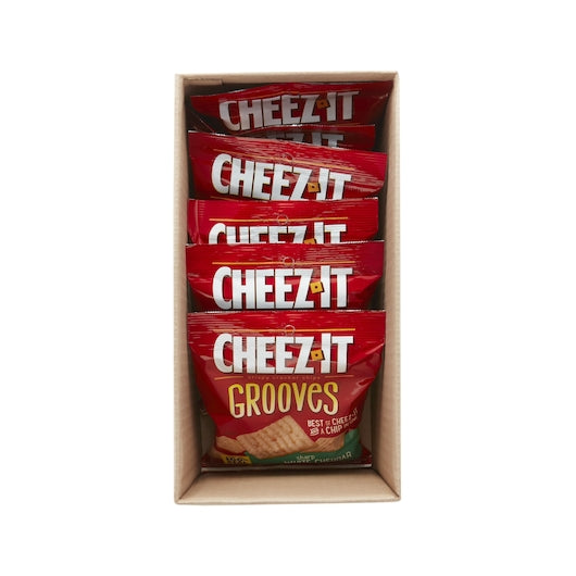 Kellogg's Cheez It Grooves Sharp White Cheddar Crackers 3.25 Ounce Size - 6 Per Case.