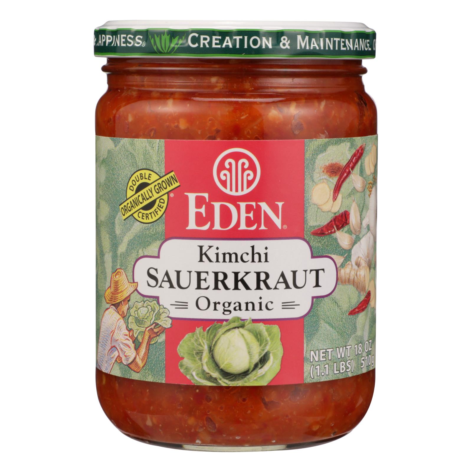 Eden Foods Organic Kimchi Sauerkraut - Case of 12 - 18 Ounce