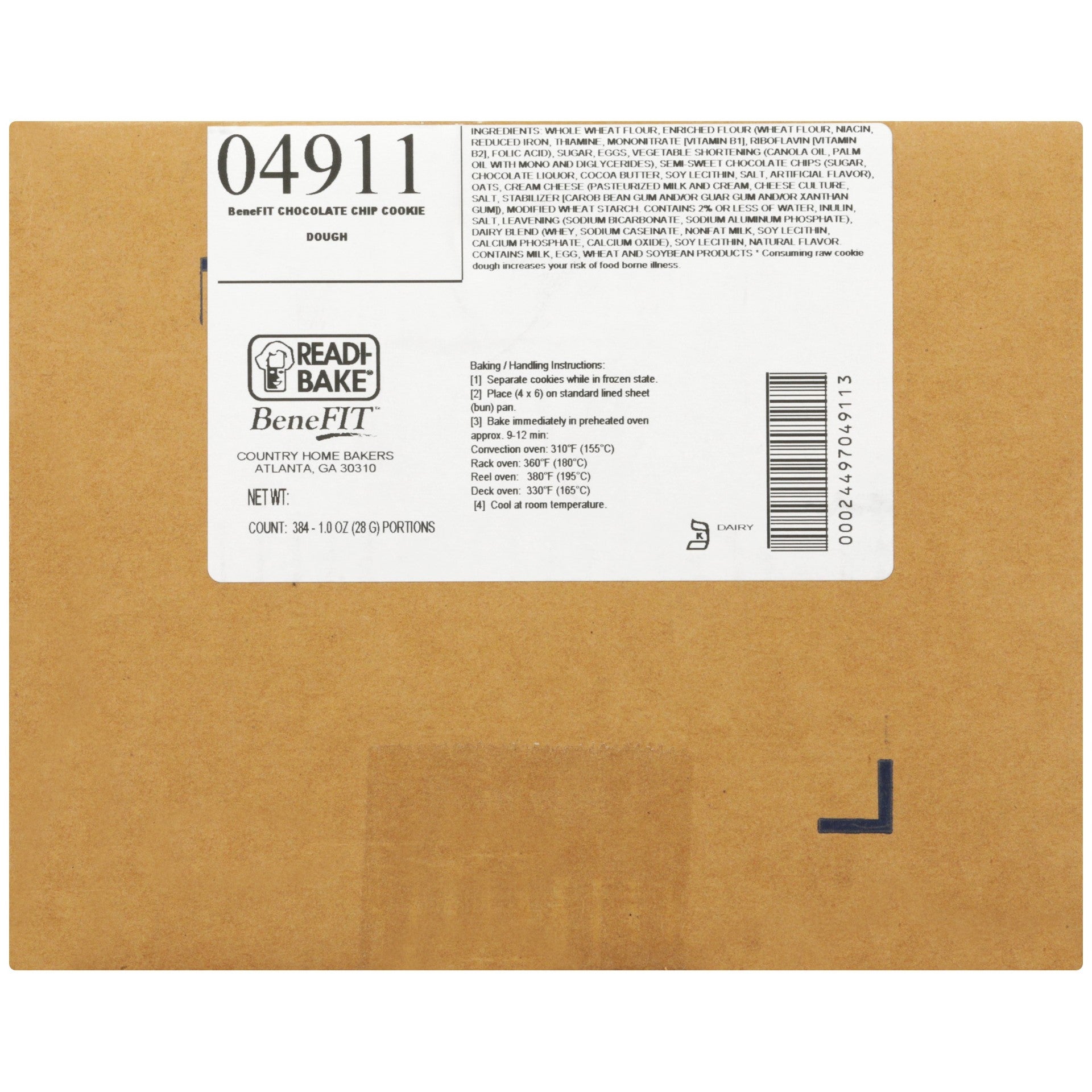 Reduced Fat%wg Chocchp Cookie Dough 1 Ounce Size - 384 Per Case.