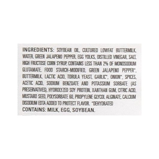 Ventura Jalapeno Ranch Dressing Ga 1 Gallon - 4 Per Case.