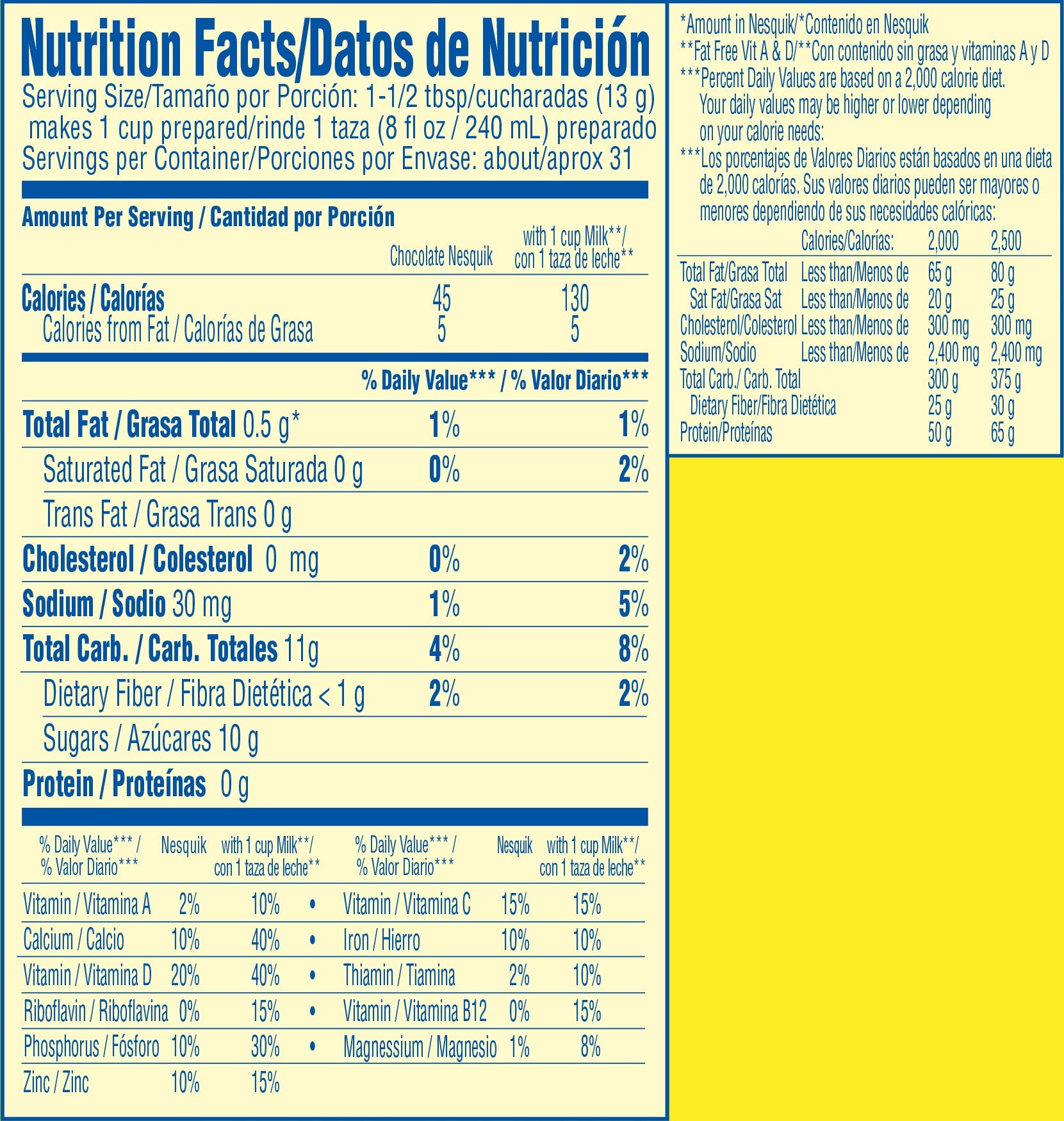 Nesquik Chocolate Flavored Powder Canisters 14.1 Ounce Size - 12 Per Case.