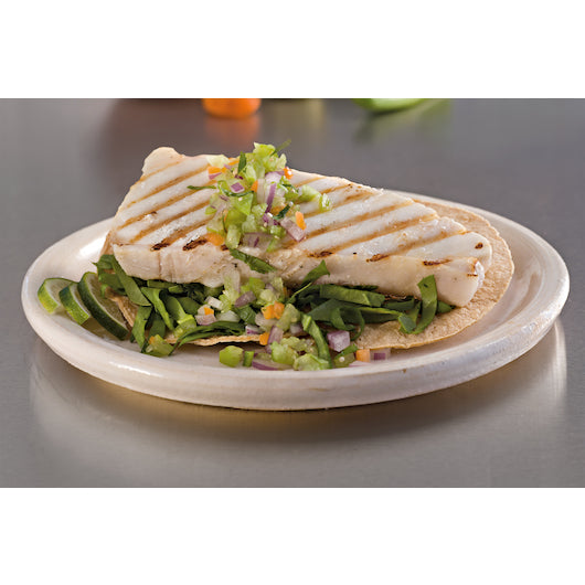 Trident Seafoods 6 Ounce Boneless Vacuum Packed Raw Halibut Loin Fillet 10 Pound Each - 1 Per Case.