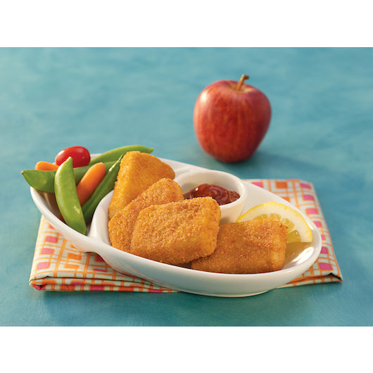 Trident Seafoods Whole Grain Breaded Nugget Cooked Boneless Oven Ready Pollock 10 Pound Each - 1 Per Case.