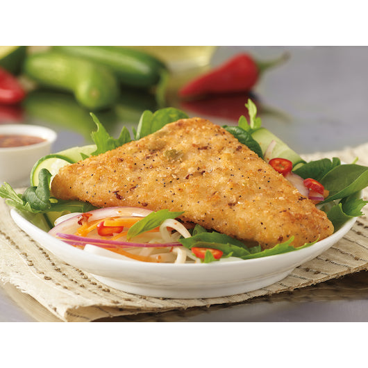 Trident Seafoods 4 Ounce 10 Grain Crunchy Breaded Oven Ready Pollock 10 Pound Each - 1 Per Case.