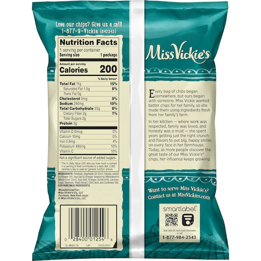 Miss Vickie's Potato Chips Salt & Vinegar 1.375 Ounce Size - 64 Per Case.