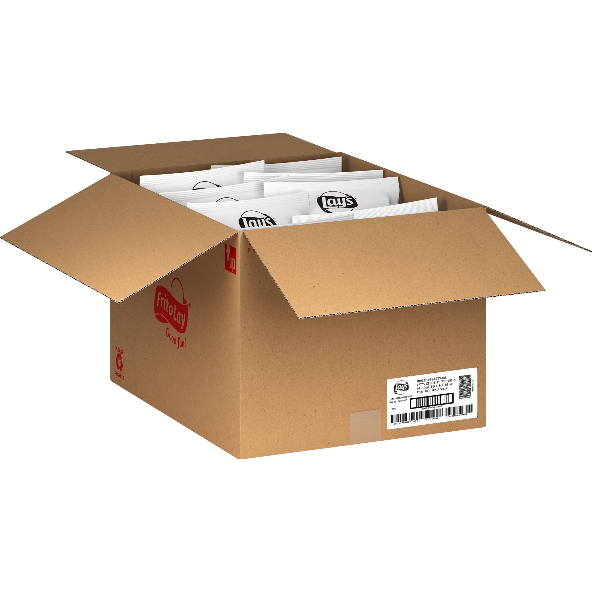 Lay's Regular Kettle Potato Chips 16 Ounce Size - 8 Per Case.