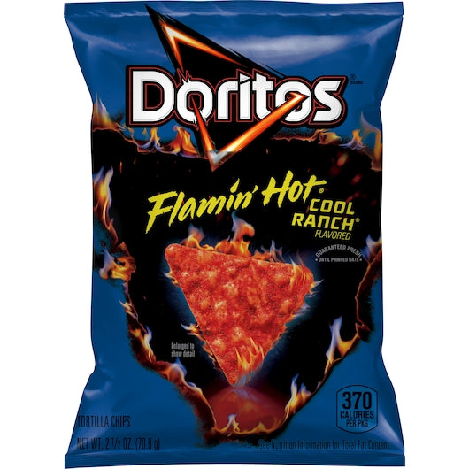 Doritos Tortilla Chips Flamin' Hot Cool Ranch 2.5 Ounce Size - 24 Per Case.