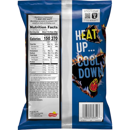 Doritos Tortilla Chips Flamin' Hot Cool Ranch 2.5 Ounce Size - 24 Per Case.