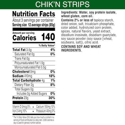 Morningstar Farms Veggie Meal Starter Chik'n Strips, 10 Ounces - 6 Per Case.