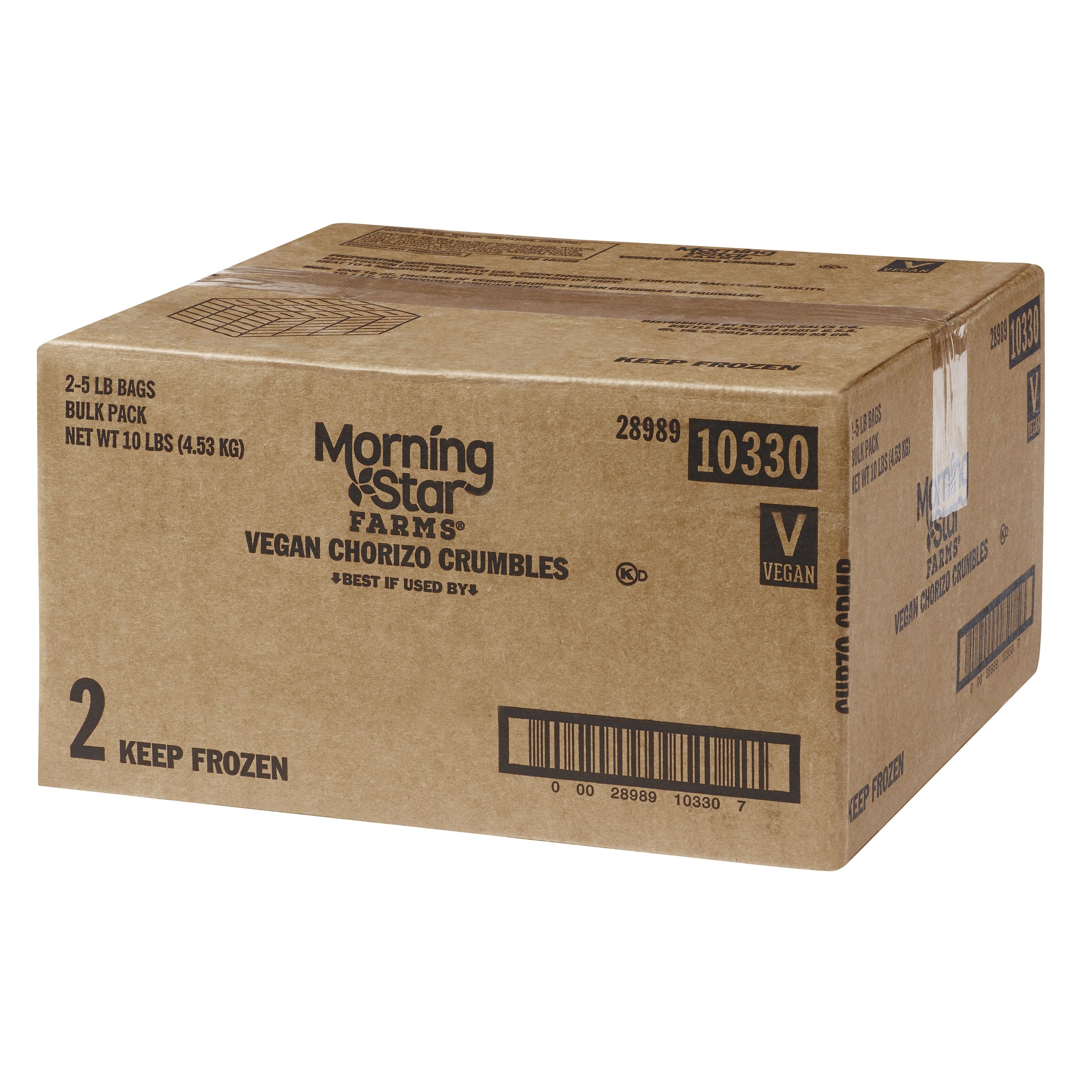 Morningstar Farms Veggie Meal Starter Chorizo 5 Pound Each - 2 Per Case.