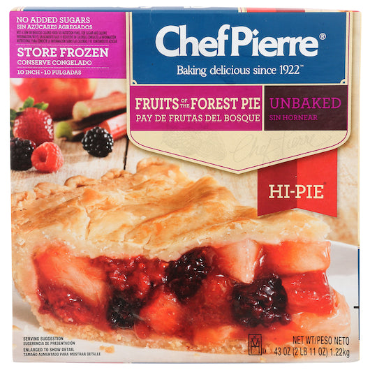 Chef Pierre Fruits Of The Forest No Sugar Added Made With Splenda 10" Pie 2.687 Pound Each - 6 Per Case.