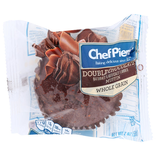 Chef Pierre Whole Grain Double Chocolate Muffin Individually Wrapped 2 Ounce Size - 48 Per Case.