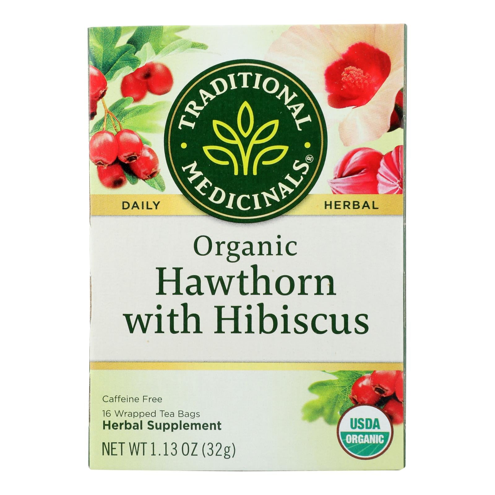 Traditional Medicinals Organic Heart Tea - Hawthorn with Hibiscus - Case of 6 - 16 Bags