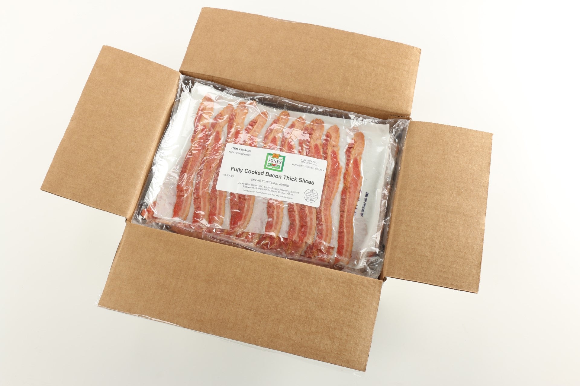 Jones Dairy Farm Hickory Smoked Thick Slicedprecooked 0.02 Ounce Size - 2 Per Case.