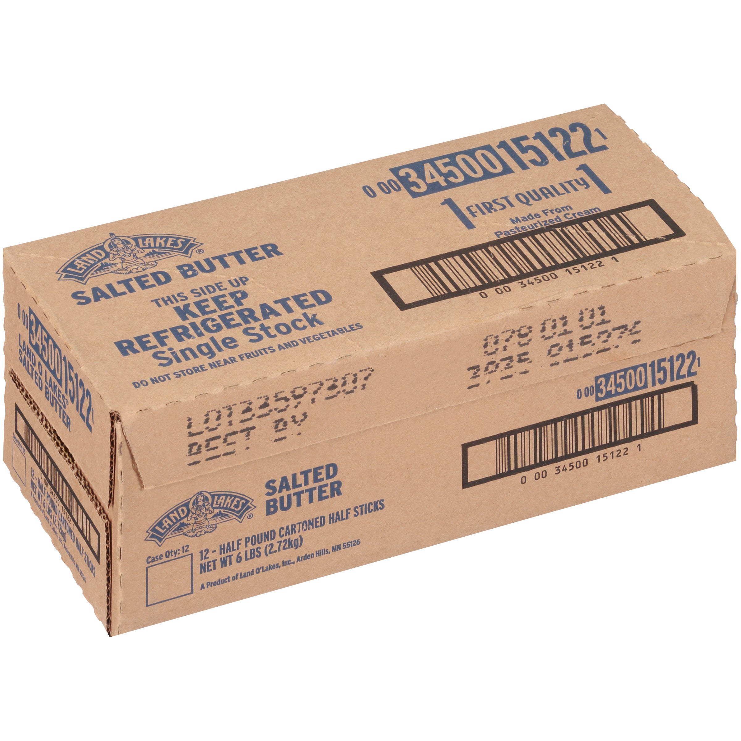 Land-O-Lakes® Half Stick Salted Butter 8 Ounce Size - 12 Per Case.