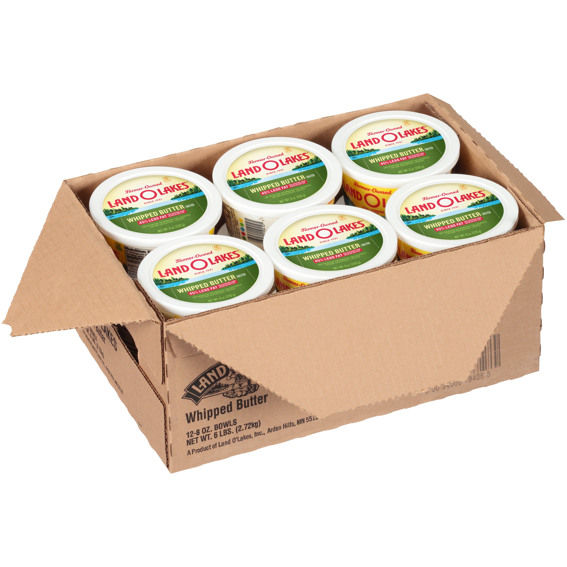 Land-O-Lakes® Salted Whipped Butter 8 Ounce Size - 12 Per Case.
