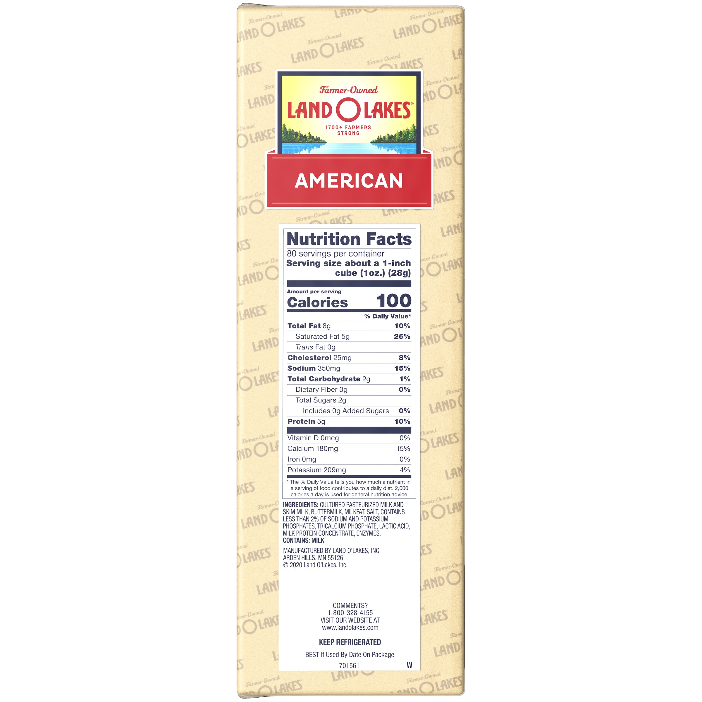 Land-O-Lakes® White Deli American 5 Pound Each - 6 Per Case.