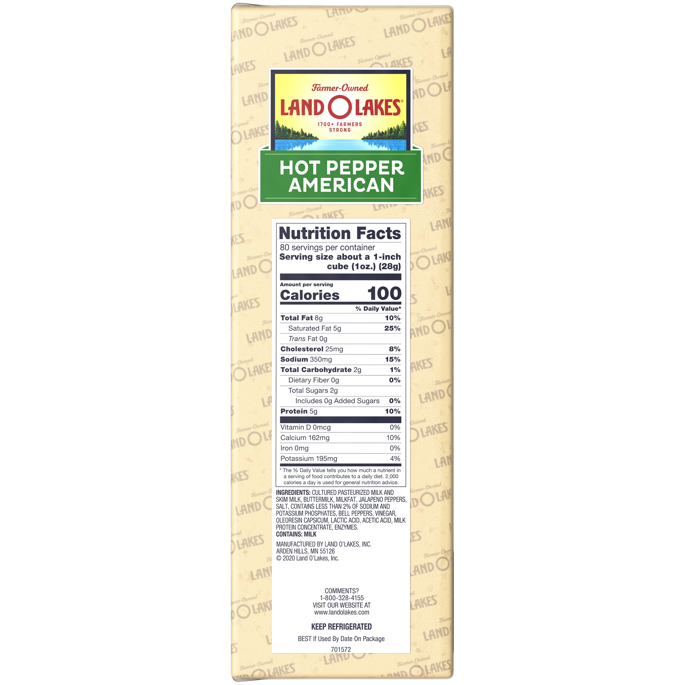 Cheese Food Jalapeno Processed 5 Pound Each - 2 Per Case.