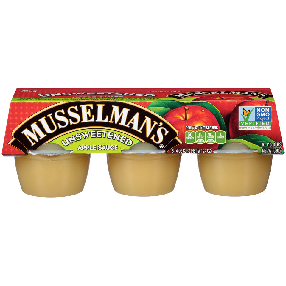 Musselman's Unsweetened Apple Sauce Cups 24 Ounce Size - 12 Per Case.