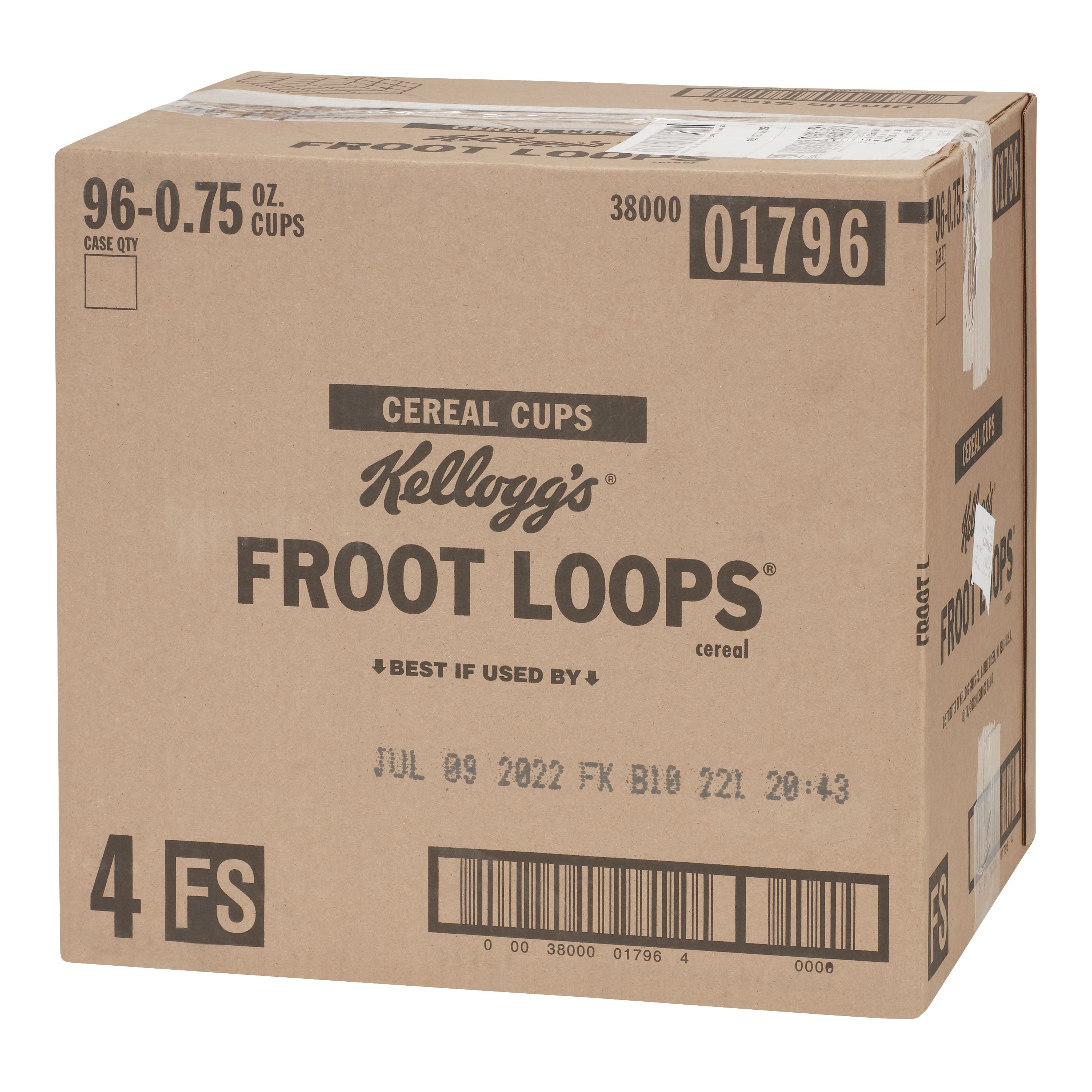 Kellogg's Froot Loops Cereal 0.75 Ounce Size - 96 Per Case.