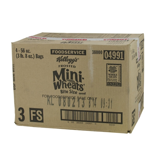 Kellogg's Mini Wheats Cereal Bite Size Frosted, 56 Ounce Size - 4 Per Case.