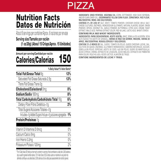 Pringles Pizza Potato Crisps, 5.5 Ounces - 14 Per Case.