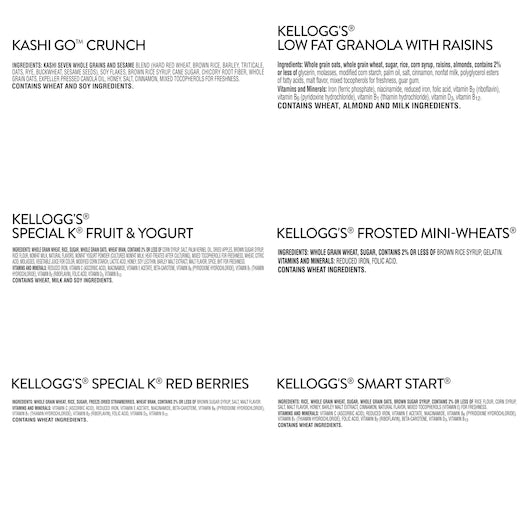 Kellogg's Wellness Variety Cereal Pack - 60 Per Case.