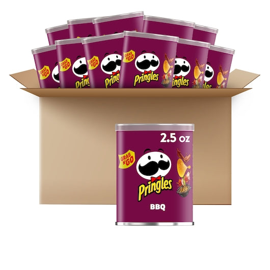 Pringles Crisps BBQ Grab n Go 2.5 Ounce Size - 12 Per Case.