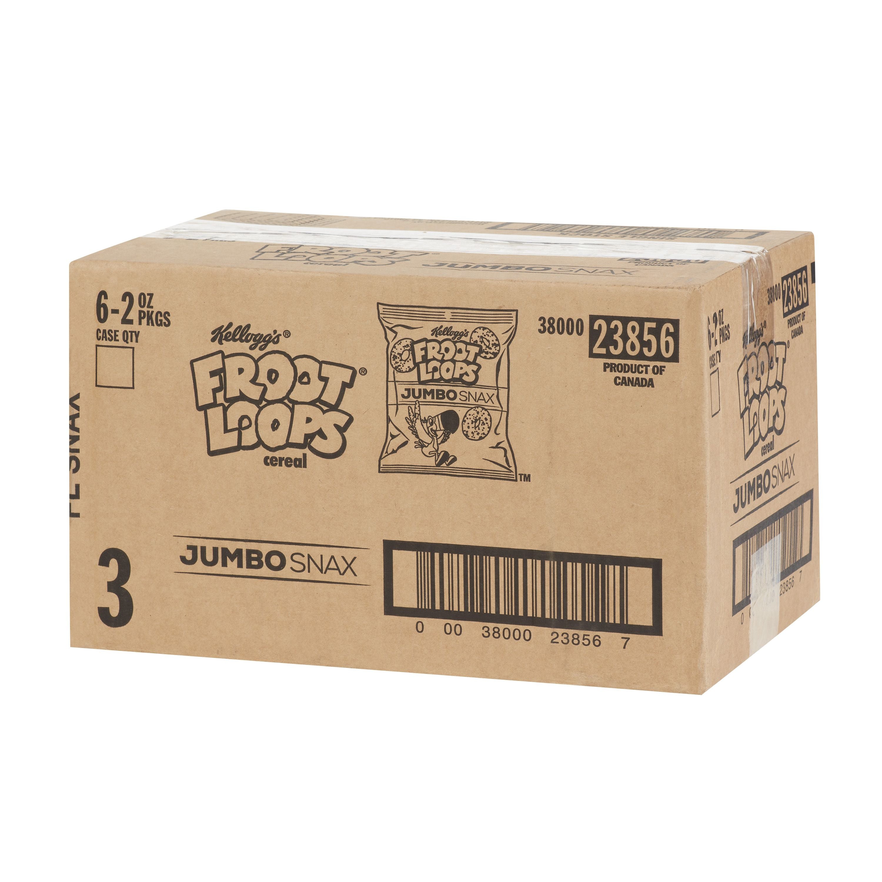 Kellogg's Cereal Snacking Froot Loops Jumbo Snax 2 Ounce Size - 6 Per Case.