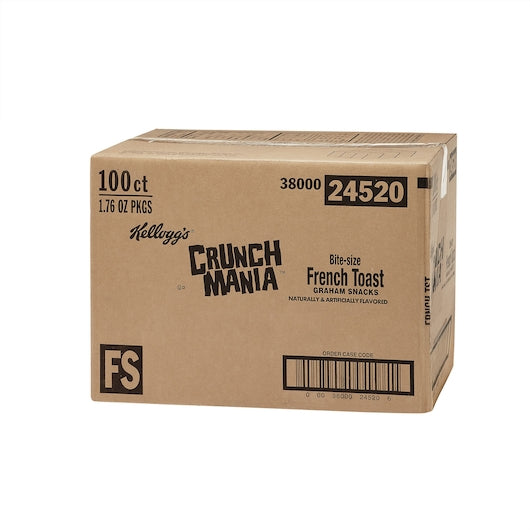 Kellogg's Crunchmania French Toast Graham Snacks 1.76 Ounce Size - 100 Per Case.
