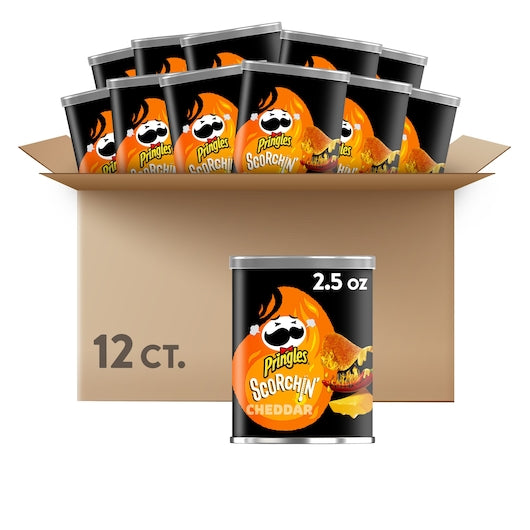 Pringles Crisps Scorchin' Cheese 2.5 Ounce Size - 12 Per Case.
