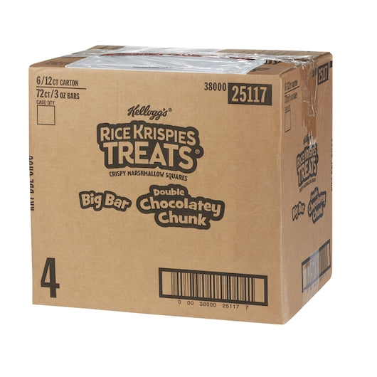 Kellogg's Rice Krispies Treats Squares Double Chocolate Chunk 3 Ounce Size - 72 Per Case.