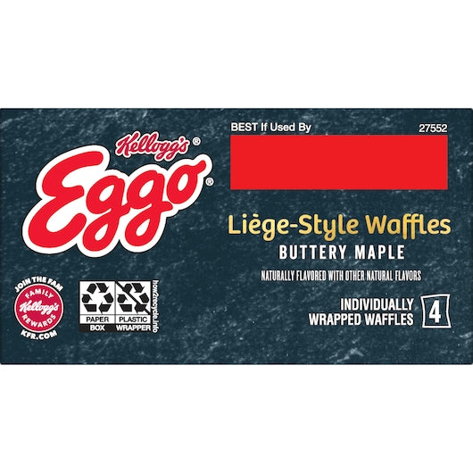 Kellogg's Eggo Waffles Liege Maple 4 Per 7.76 Ounce Size Box - 8 Boxes Per Case.