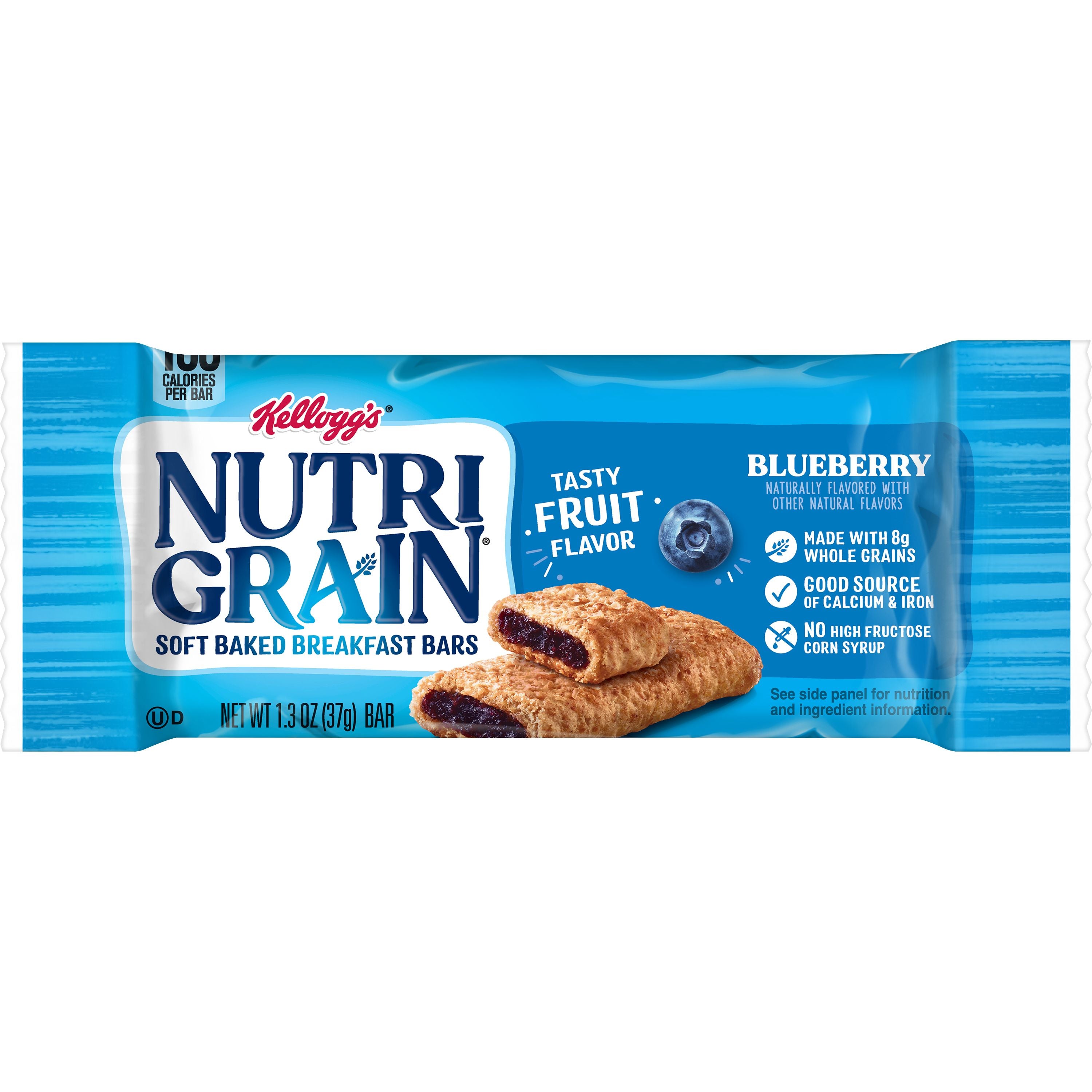 Kellogg's Nutri Grain Soft Baked Breakfast Bars Blueberry 1.3 Ounce Size - 48 Per Case.