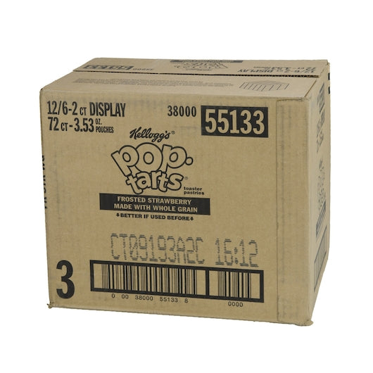 Kellogg's Pop Tarts Frosted Strawberry 3.3 Ounce Size - 72 Per Case.